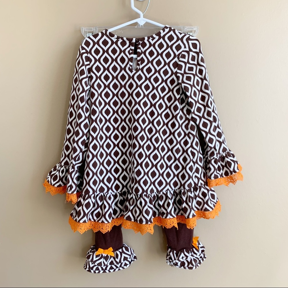 EMILY ROSE fall pumpkin outfit size 6 leggings and top with flaw - Picture 7 of 8